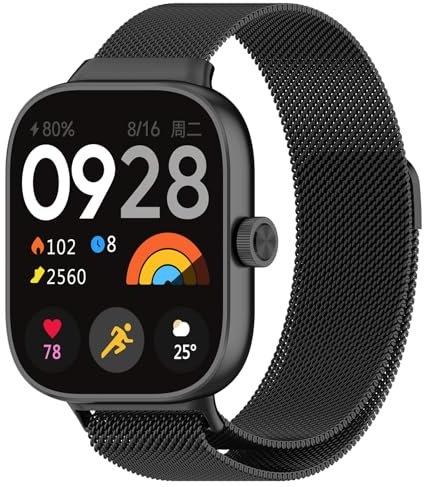 Oumida Armband für Redmi Watch 4 / Redmi Watch 5 / Xiaomi Smart Band 8 Pro/Xiaomi Band 9 Pro, für Herren Damen, Metall Magnet Armbänder, Edelstahl Mesh Uhrenarmband Ersatzarmband (Schwarz)
