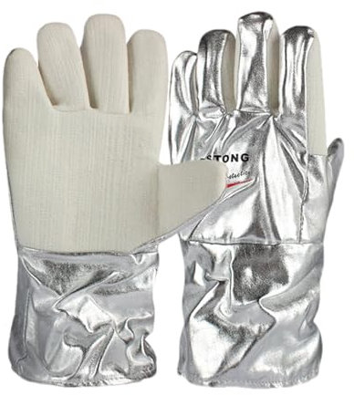 Guantes térmicos, guantes de protección térmica, guantes de horno de alto rendimiento, no deslizamiento, 300 °C, lámina de aluminio resistente al calor, anti refracción, guante multifuncional para