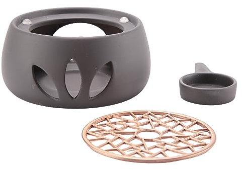 Asyduey Ceramic Teapot Warmer Holder Base Tea Warmer Insulation Base Tea Coffee Water Warmer Hollow Candle Heating Base Holder B