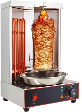 JTSMJQIE Shawarma Grill Machine,2400W Electric Vertical Rotisserie, Electric Doner Kebab Machine, Stainless Steel Grill Rotating Oven 50-300℃