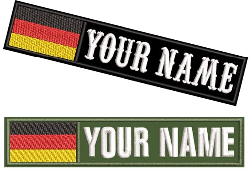 2pcs Personalisierte Deutschland Flagge Patch, Angepasst gestickte militärische Namen Patches, moralische taktische Flagge Aufnäher Namensabzeichen für Weste Rucksack Jacken (Rechteck)