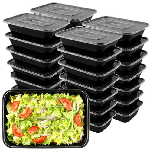 CYEER 100 Stück Meal Prep Boxen 750ml mit Deckel, Auslaufsichere Frischhaltebehälter für Vorkochen & Fitness, Mikrowellengeeignet & Gefrierfest, BPA-frei Lunchbox Set (Schwarz)