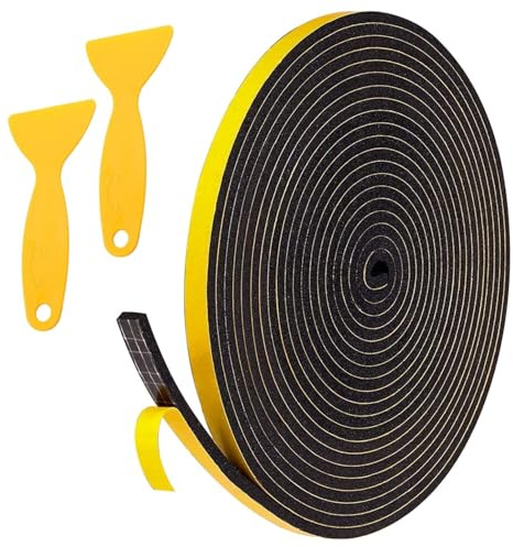 Lyivisk 6m Kochfeld Dichtung Dichtband Spüle 6mm x 3mm Selbstklebendes Dichtband für Ceranfeld und Induktionskochfeld mit Kleinem Schaber Moosgummi Montageband für Herdplatte
