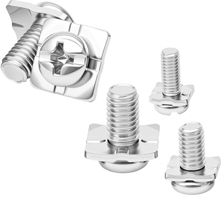 Qrity 20 Piezas Tornillos Pequeños de Cabeza Cruzada con Arandela Cuadrada, Tornillos de Acero Carbono de Cabeza Redonda M3 x 5 mm con Arandela de 7 mm