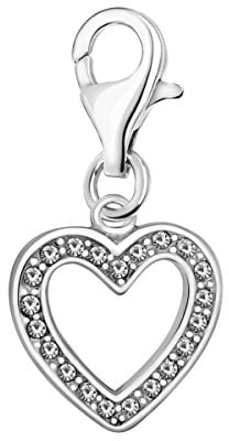 Quiges Charms Anhänger Versilbert Herz Versilbert Damen Schmuck für Bettelarmband