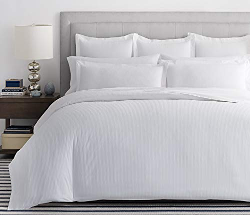 viceroy bedding 100% Egyptian Cotton, BOUTIQUE STRIPE Duvet Cover, WHITE, Double Bed Size, 800 Thread Count