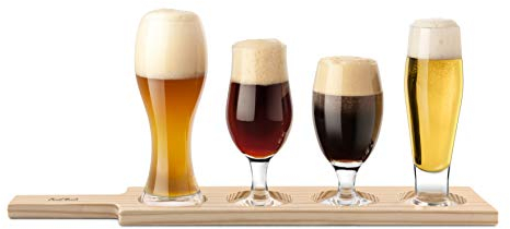 Bierprobe Set - 4 Gläser, Halter und Guide