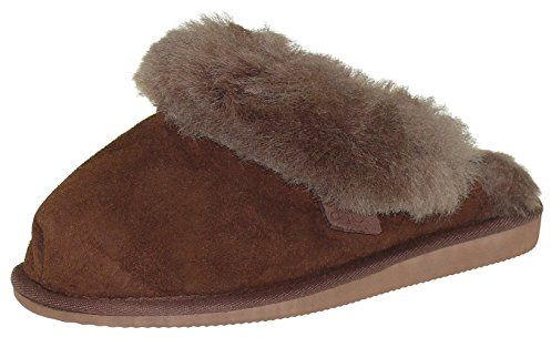 Harrys-Collection Extra Dicke Lammfell Pantoffeln für Damen, Farben:braun, Schuhgröße:39
