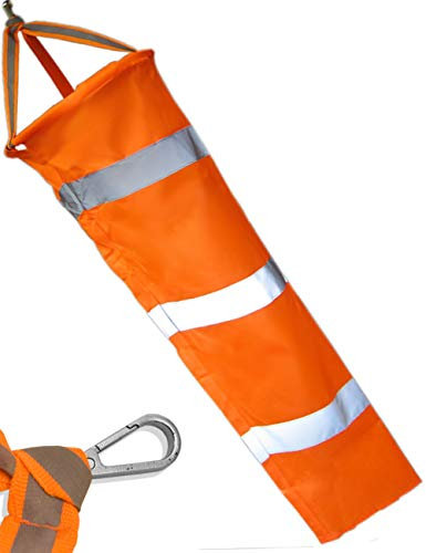 HomeTools.eu® Wetterfester Wind-Sack, Wind-Fahne, Karabiner-Befestigung, 80cm Ø 23cm, orange