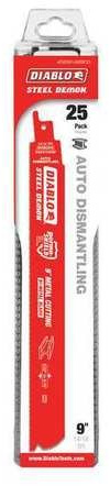 Diablo 22,9 x 2,5 cm (L x H), 14/18 dents par pouce, lame de scie sabre bimétallique PK25, sauvetage incendie, tige universelle, dos droit et incurvé, mécanique, électrique, plomberie, construction
