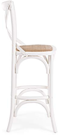Bizzotto Cross Hocker Bar, Polyurethan-Finish, Holz, Weiß, 47 x 43 x 119 cm