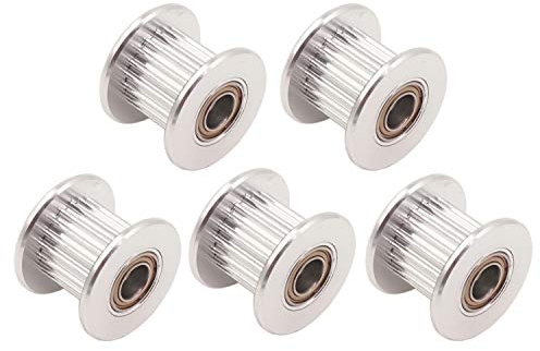 WINSINN GT2 Umlenkrolle 20 Zähne 5mm Bohrung 10mm Breite Timing Pulley Rad Aluminium für 3D Drucker (5er Pack)