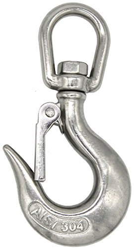 AMANKA Mousqueton avec émerillon pivotant 5x115mm en acier inox métal inoxydable pour accrocher sièges suspendus max 150kg