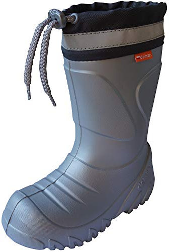demar. Kinder Mädchen Jungen Gummistiefel Wolle gefüttert Regenstiefel leichtes Eva Material Silber 34/35 EU