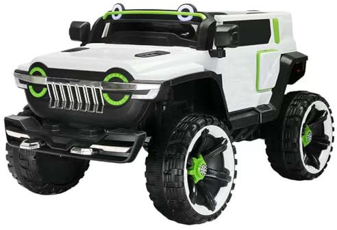 AUTO ELETTRICA PER BAMBINI MACCHINA JEEP 2 POSTI 4WD 12V CON TELECOMANDO USB MP3 (Bianco)