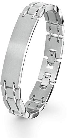 s.Oliver Identarmband Edelstahl Herren Armschmuck, 20+1,5 cm, Silber, Kommt in Schmuck Geschenk Box, 2025998