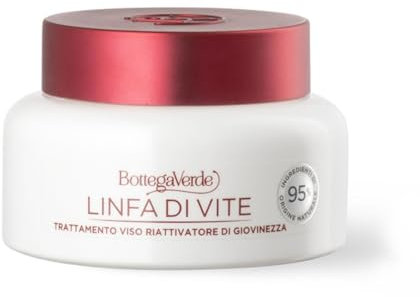 Bottega Verde - Linfa di Vite, Crema Viso Antirughe e Antietà, 50 ml, Trattamento Riattivatore di Giovinezza Giorno e Notte, per Tutti i Tipi di Pelle