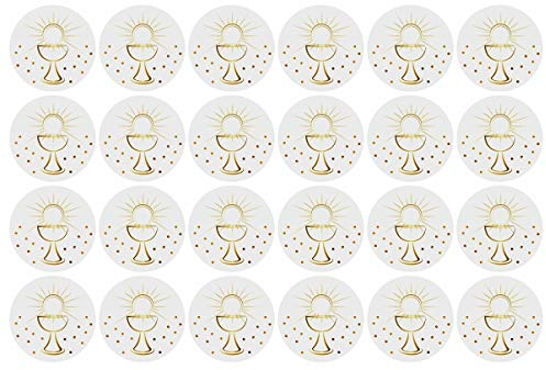 Chaks 11001, Lot de 24 Confettis dorés Communion Calice Ronds 2,8cm