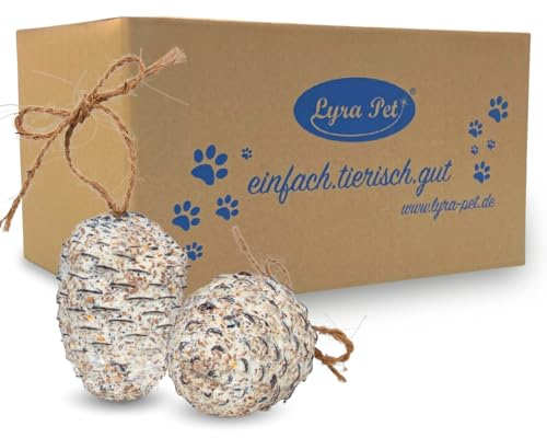 Lyra Pet® | 3 x 4 STK. Riesenzapfen | Pinienzapfen mit Fettfutter gefüllt | Nahrhaftes Vogelfutter im Sommer & Winter | Wertvoller Energielieferant für Wildvögel | Fettreich & Biologisch Abbaubar