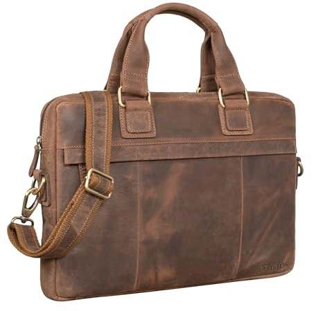 STILORD Andrew Vintage Business Ledertasche Klassische Aktentasche für Herren und Damen 13,3 Zoll Laptoptasche für Arbeit Büro Aufsteckbar Farbe:Veleta - braun