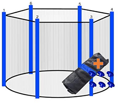 walexo Trampolin Sicherheitsnetz für 6 Stangensysteme (366 cm Ø, Schwarz/Blau)