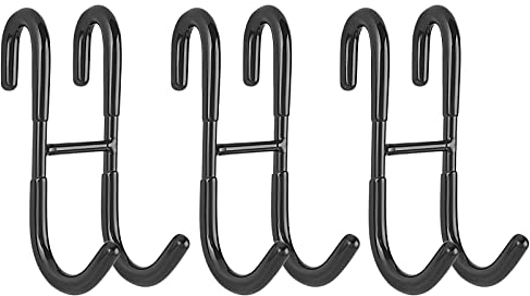 Simtive Lot de 3 crochets de porte de douche pour porte de salle de bain en verre sans cadre, crochets pour serviettes, crochets de raclette de douche, noir