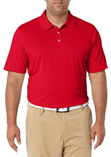 Amazon Essentials Polo da Golf a Maniche Corte Traspirante Ad Asciugatura Rapida Uomo, Rosso Intenso, L