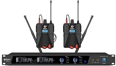 D Debra Audio PRO ER-202 UHF Dual Channel Wireless In Ear Monitor System With Transmitter and Receiver for Stage, Recording Studio, Musicians, Monitoring (2 Bodypack with Transmitter)