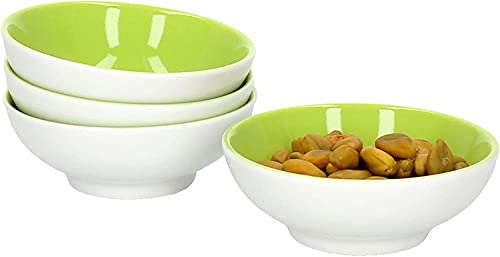 Ritzenhoff & Breker 4er Geschirrset Schale Doppio in Grün aus Porzellan I flach mit 8 cm Ø und 3 cm Höhe I Bunte Schälchen für Diverse Snacks und Antipasti I Spülmaschinenfest