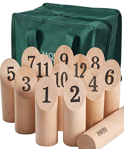 Jaques of London Wooden Skittles | Throwing Games Age 3+ | Skittles Game for Gardens | Outdoor Games for Adults & Kids | Since 1795