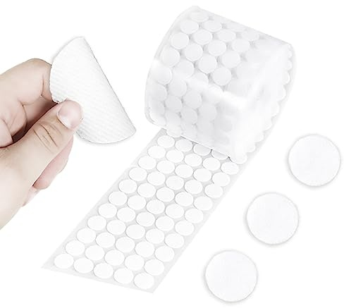 Greyoe 120 Stück Klettpunkte Selbstklebend 30mm, Klett Klebepunkte Weiß | Durchmesser Selbstklebende Punktbänder Klebriges Doppelseitiges Klettband für Schule, Zuhause, Büro