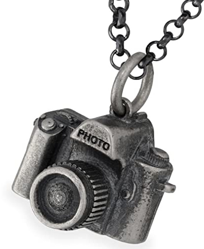 Herren Oxidierter Kamera-Anhänger aus samtigem Sterlingsilber zum Festhalten von Erinnerungen - Ideal für Fotografie-Enthusiasten an Rolo-Kette - Handgefertigt von Emmanuela