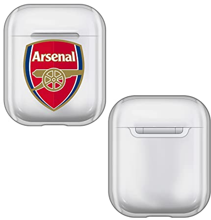 Head Case Designs Offizielle Arsenal FC Voll Logo Durchsichtig Harte Kristall Handyhülle Hülle Huelle kompatibel mit Apple AirPods 1 1st Gen / 2 2nd Gen Charging Case