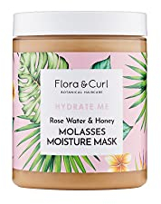Flora & Curl Hydrate Me Rose Wasser & Honig Melasse Haar Feuchtigkeitscreme Maske | Ausspülen Lockige Haarcreme für Tiefenpflege | Geschädigtes lockiges Haar Behandlung