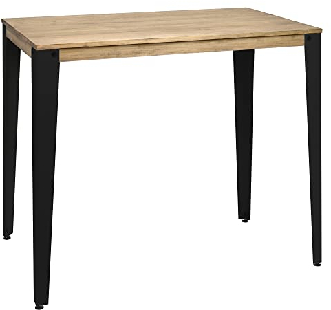 BOX FURNITURE Mesa Bar Lunds Alta 40x120x110cm Negra en Madera Maciza de Pino Acabado Vintage Estilo Industrial