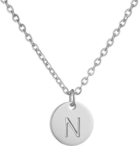 AFSTALR Damen Initialen Kette N Buchstaben Anhänger Silber Kette mit Herzen Geburtstagsgeschenk für Mädchen