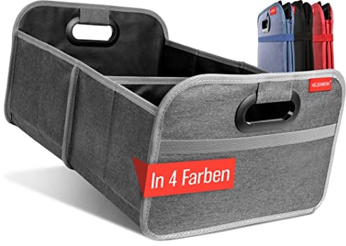 HELDENWERK Kofferraumtasche faltbar mit Anti-Rutsch-Klett - Kofferraum-Organizer, Auto Faltbox, Einkaufstasche - verstärkt und stabil