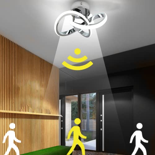 EIDEARAY Motion Sensor Lights Indoor, 22W Cool White 6000K Ceiling Light, 24 * 24 * 10CM Sensor Light,Suitable for corridors, garages, bathrooms, basements, carports, staircases (Silver)