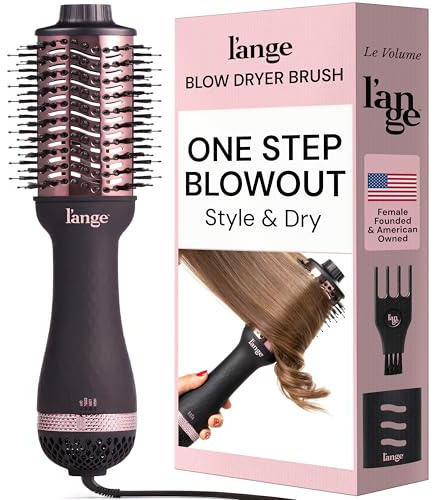 L'ANGE HAIR Le Volume 2-in-1 Titanium Blow Dryer Brush | Frizz Control Blowout Hair Dryer Brush For Drying And Straightening | Volumizing Hot Air Styler For All Hairstyles | Oval Barrel | Black - 75mm