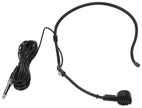 ASHATA 6.35mm Earhook Microphone, 16.4ft Wired Headset Microphone, Ergonomic Dynamic Upgraded Microphone Headset, for Singing, Speaking, Presentation