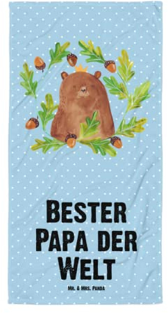Mr. & Mrs. Panda XL Badehandtuch Bär König - Geschenk, Duschtuch, Teddybär, Badetuch, Teddy, Saunatuch, Papa Bär, Bester Papa, Weltbester Papa,