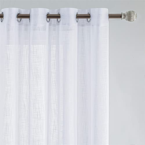 NCWANG Gardinen Vorhang halbtransparent mit Ösen, Gardinen Wohnzimmer, Ösenvorhang Transparent Vorhang für Kinderzimmer Wohnzimmer Schlafzimmer, 2er Set 140x170 cm(HöhexBreite), Weiße Abstraktion