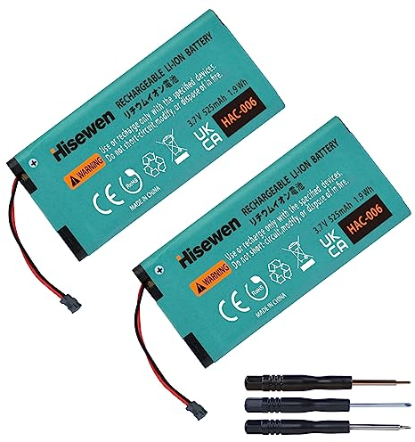 Hisewen 2 Pack HAC-006 Ersatz Akku für Nintendo Switch HAC-015 HAC-016 Links & Rechts Joy-Con Controller