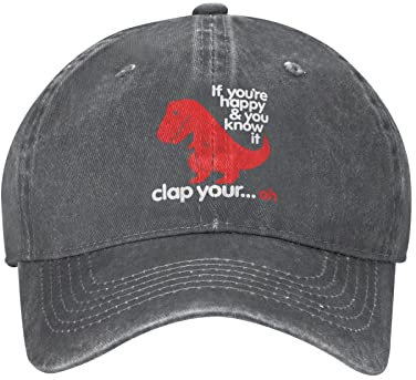 Clap Your Oh Sad T Rex Unisex Cowboyhut Baseball Caps Verstellbar Sport Golf Denim Casquette Cap Schwarz, Siehe Abbildung, L-3XL