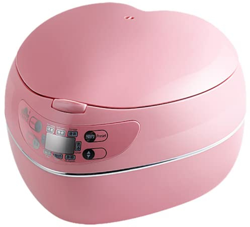 fUfIzU Olla Arrocera Melocotón En Forma De Corazón, Olla Arrocera Inteligente De 300 W, 1.8L, 1-3 Personas, Sartén Antiadherente, Aislamiento A Temperatura Constante,Rosado
