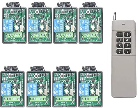 12 V, 24 V, 8 canales, 400 m, 500 m, alcance de larga distancia, RF, mando a distancia, interruptor de luz, receptor, sistema de mando a distancia para garaje, puerta, relé