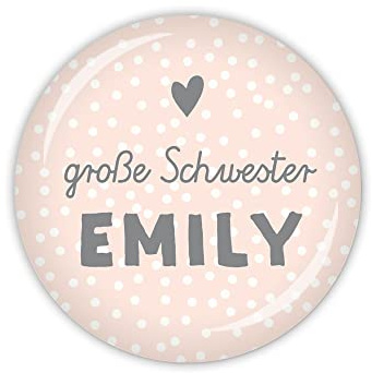 lijelove® STROLCHE große Schwester mit Wunschname in rosa, hellblau oder beige - als Button, Magnet, Taschenspiegel oder Flaschenöffner erhältlich (Art. MD08-05)