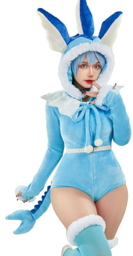 Mobbunny Damen-Einteiler, Pyjama, Halloween, Weihnachten, Nachtwäsche, Tier-Strampler, flauschig, flauschig, mit Kapuze, Hauskleidung