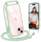 L-FADNUT Chaîne de Téléphone Portable pour iPhone 15 Coque avec Lanière, Silicone avec Cordon à Porter Autour du Cou Transparent Coque de Protection pour iPhone 15, Grün