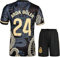 KISRAS R. Madrid Guler #24 Black Dragon Retro Limitierte Sonderedition Seltenes Fußball Kinder Trikot Shorts Set Jugendgrößen (Schwarz,152)